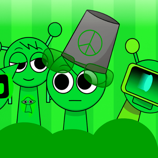 characters in Sprunki GREEN MOD with characteristic green color