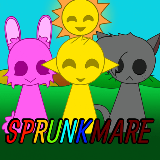 The original cute look of Sprunkmare characters in dark mode